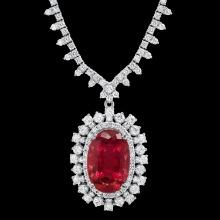 18K White Gold 15.87ct Tourmaline and 9.05ct Diamond Necklace