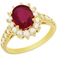 14k Yellow Gold 2.23ct Ruby 0.75ct Diamond Ring