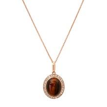 14K Rose Gold Setting with 3.50ct Tiger's Eye and 0.22ct Diamond LALI" Designor Pendant"