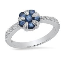 18K White Gold Setting with 0.60ct Sapphire and 0.15ct Diamond Ring