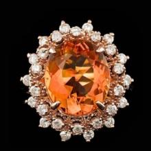 14K Rose Gold 5.72ct Citrine and 0.78ct Diamond Ring