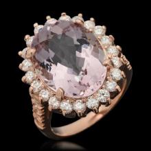 14K Rose Gold 9.58ct Kunzite and 1.52ct Diamond Ring