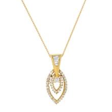 18K Yellow Gold Setting with 14K Chain and 1.12ct Diamond Ladies Pendant