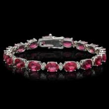 14K Gold 22.77ct Tourmaline 1.04ct Diamond Bracelet