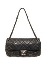 Chanel Black Leather Accordian Flap Bag