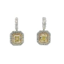 16.70 ct. EGL USA Fancy Light Yellow Diamond Dangle Earrings - 18KT White and Ye