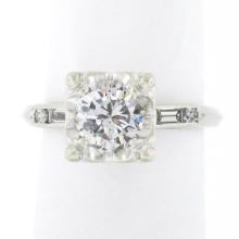 Vintage 14k White Gold Illusion Prong Old Transitional Diamond Engagement Ring