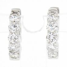 NEW Classic 14k White Gold 1.23 ctw 10 Round Diamond 15.7mm Huggies Hoop Earring