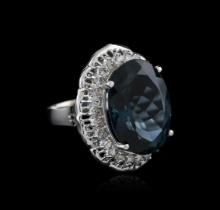 14KT White Gold 20.83 ctw Topaz and Diamond Ring