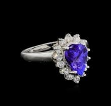 1.88 ctw Tanzanite and Diamond Ring - 14KT White Gold