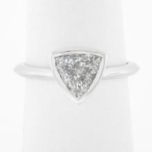 NEW Platinum GIA 1.01 ctw Trillion Cut Bezel Diamond Solitaire Engagement Ring