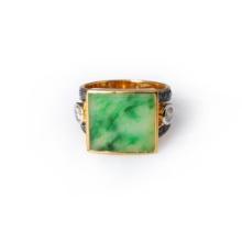 A Fine Multicolored Jadeite & Diamond Ring by Carlo Rici