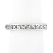 Platinum French Cut Channel 3.0 ctw Diamond Hand Engraved Eternity Band Ring