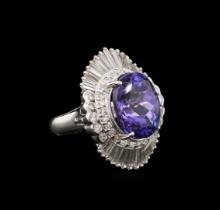 8.96 ctw Tanzanite and Diamond Ring - Platinum