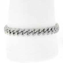 14K White Gold 5 ctw Round Diamond Covered Cuban Curb Link 9mm Wide Chain Bracel