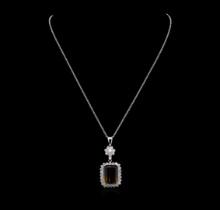 15.80 ctw Ametrine and Diamond Pendant - 14KT White Gold