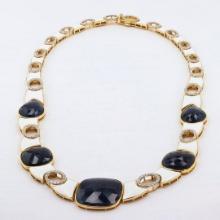 89.40 ctw UNHEATED Blue Sapphire and 4.71 ctw Diamond 18K Yellow Gold Necklace w