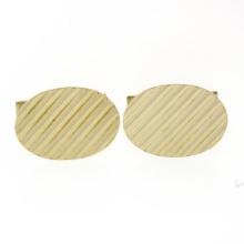 Mens Vintage 14k Yellow Gold Oval Grooved Lines Polished Finish Swivel Cufflinks