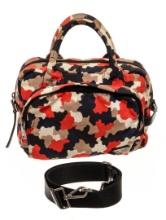 Prada Red Multicolor Canvas Zip Around Small Satchel Bag