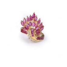 18K Yellow Gold Ruby & Diamond Cocktail Ring