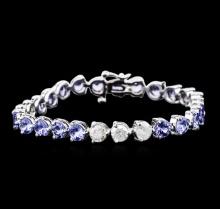 14KT White Gold 9.20 ctw Tanzanite and Diamond Bracelet