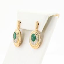 3.53 ctw Emerald and 0.37 ctw Diamond 14K Yellow Gold Earrings