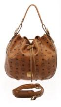 MCM Cognac Visetos Leather Bucket Bag