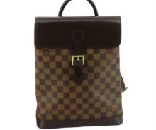 Louis Vuitton Damier Ebene Canvas Leather Soho Backpack