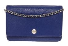 Chanel Blue Caviar Leather CC Button Wallet on Chain