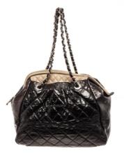 Chanel Black Leather Chain Tote Bag