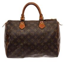 Louis Vuitton Brown Monogram Leather Speedy 30 Satchel Bag