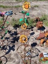 (2) Metal Sunflower Planters , (1) Sunflower Yard