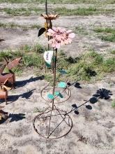 (3) Metal Flower Yard Art