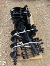 8 PC Mini Excavator Attachment Set Including: 2 Buckets 3 Rakes Post Hole Digger 2 Augers