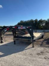 2024 Double A 102"X26' Drive-Over Fender Equipment Trailer with Stand-Up Ramps VIN 12074 Title, $25