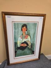 Amadeo Modigliani Gypsy Woman Signed 142 / 375 Framed Art 30in Wide 42in Tall