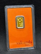 Valcambi Suisse 2.5 Gram .9999 Fine Gold Bullion Bar