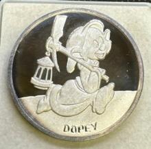 Disney 50th Anniversary Dopey 1 Troy Oz .999 Fine Silver Bullion Coin