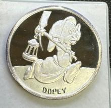 Disney 50th Anniversary Dopey 1 Troy Oz .999 Fine Silver Bullion Coin