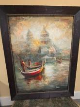 Signed Amari Oil on Canvas 43in Wide 55in Tall Gondola