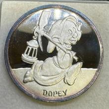 Disney 50th Anniversary Dopey 1 Troy Oz .999 Fine Silver Bullion Coin