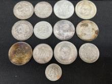 72% Silver Mexican Coin Lot Peso 287.0 Grams