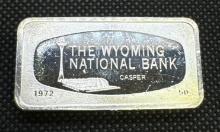 The Wyoming National Bank Sterling Silver Bullion Bar 65.31 Grams