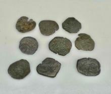 9 Pirate Era Spanish Coins (MARAVEDIS) from the 15-16 hundreds New World and Old World COBs! 46g