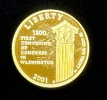 2001 Capitol Visitor Center Commemorative $5 Gold Coin 8.35 Grams