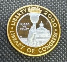 2000 Library of Congress Bimetallic $10 Gold And Platinum Coin 1/2 Oz