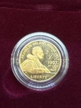 1997 Franklin Roosevelt Gold $5 Coin 8.37 Grams