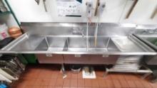 Large 3 basin wash/Rinse/Sanitize stainless steel sink