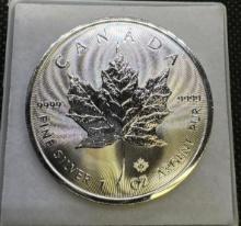 2017 Canada Silver $5 Maple Leaf 1 Troy Oz .9999 Fine Silver Bullion Coin