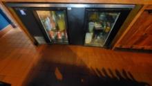 True TBB-30 two glass door 69in wide under bar refrigerator in use